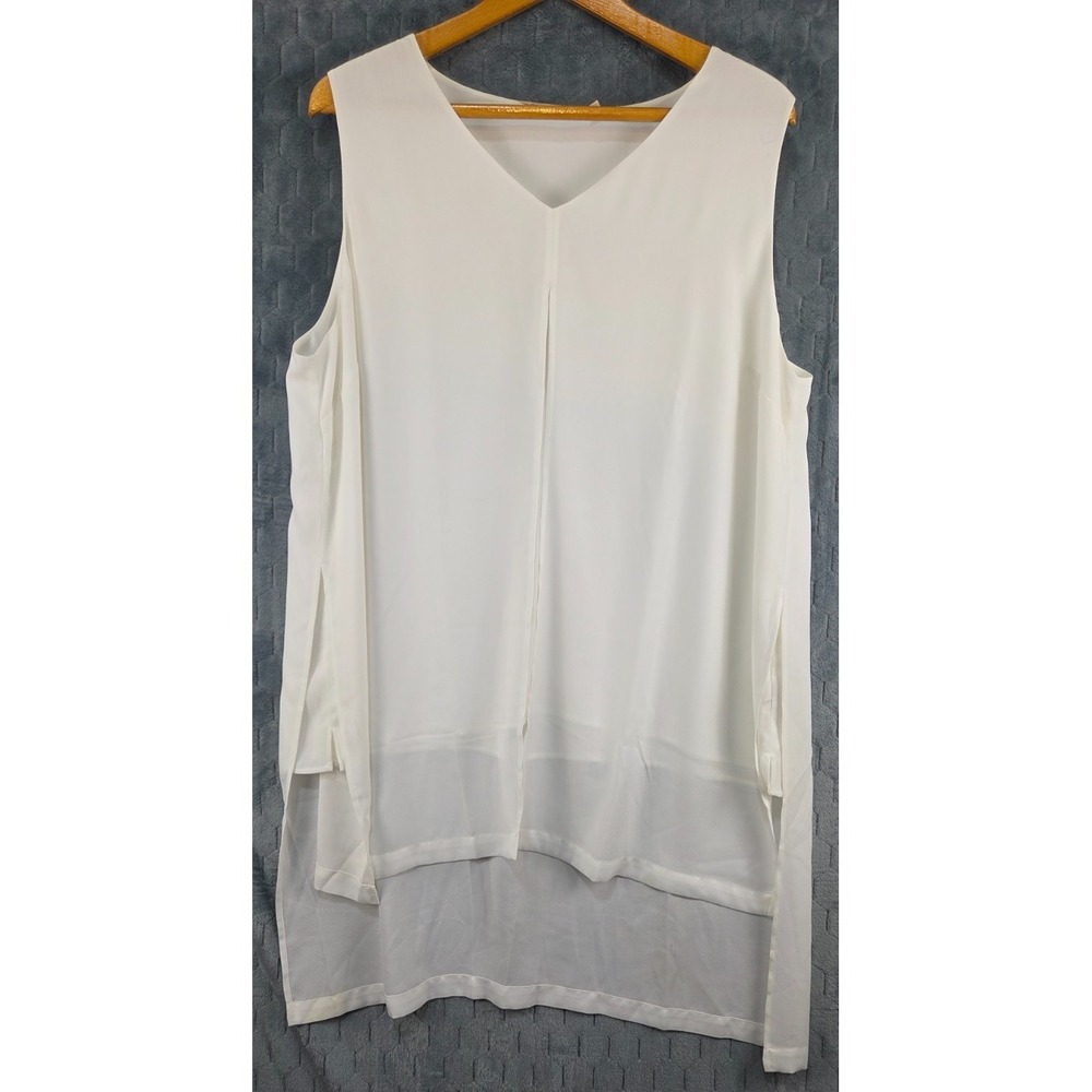 Soft Surroundings Cream Satin Eden Tiered‎ Sleeveless Tunic 2XL